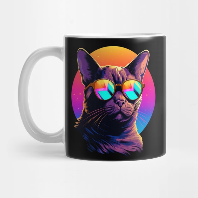 Retro Wave Burmese Cat Shirt by Miami Neon Designs